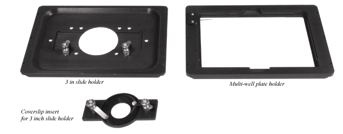 3 inch slide holder, multi-well plate holder, and coverslip holder for piezo Z stage and micropositioning stages